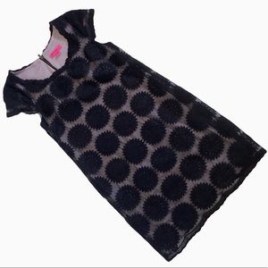 Betsey Johnson Embroidered Floral Sheath Dress Black. Sz 4